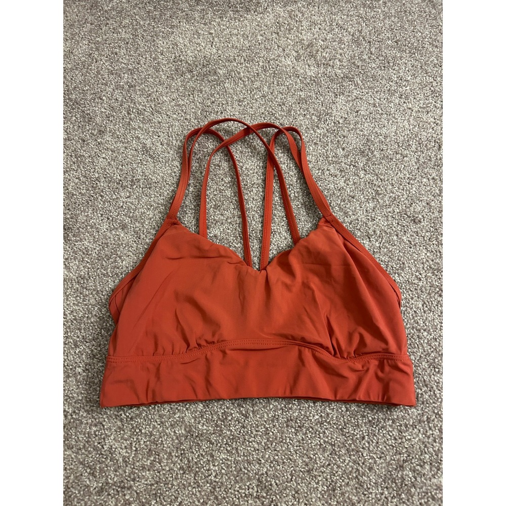 All In Motion Sports Bra Womens Medium Orange Excellent Strappy V-Neck Workout